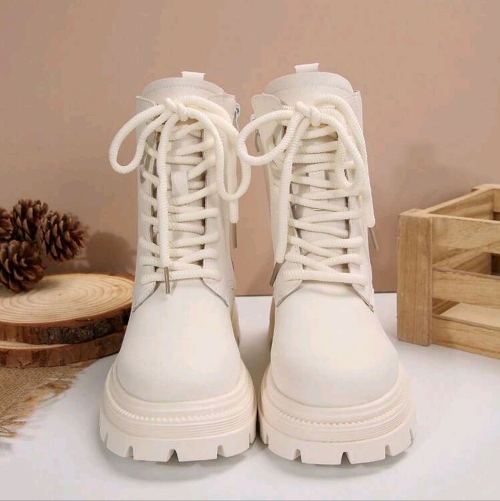 Thick-Sole Boots For Women, British Style Fashion Ankle Boots, Round Toe Side - Picture 6 of 7